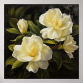 Geel Gardenias Bloemenkunst Print Poster (Voorkant)