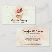 Geel gebak Waterverf Aardbeien Cupcake Visitekaartje (Voorkant / Achterkant)