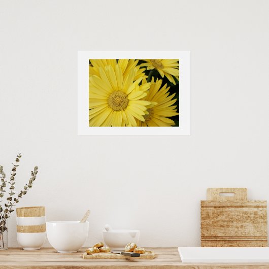 Geel Gebera Daisies Poster (Keuken)