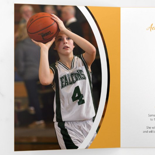 Geel gebogen Lijst Drie Foto Afstuderen Drieluik Uitnodiging (Binnenzijde eerst)