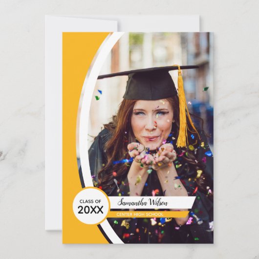 Geel gebogen Lijst Foto Afstuderen Kaart (Voorkant)