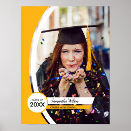 Geel gebogen Lijst Foto Afstuderen Poster