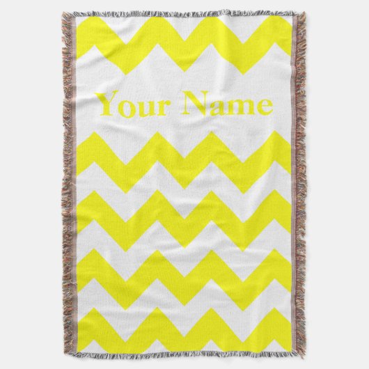 Geel gebold Chevron met aangepaste naam Deken (Voorkant Verticaal)