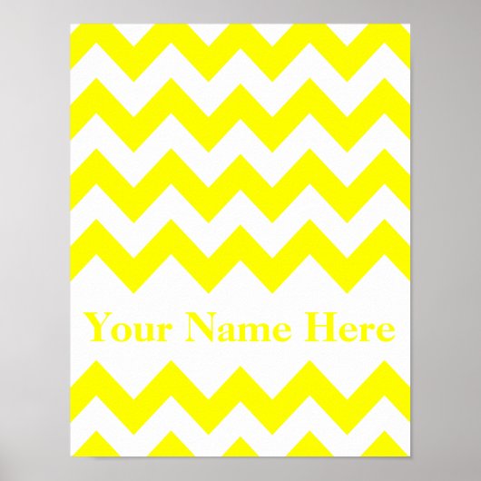 Geel gebold Chevron met monogram Poster (Voorkant)