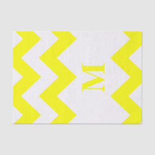 Geel gebold Chevron met monogram Tissuepapier