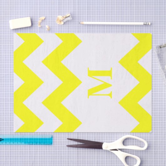 Geel gebold Chevron met monogram Tissuepapier (Craft)