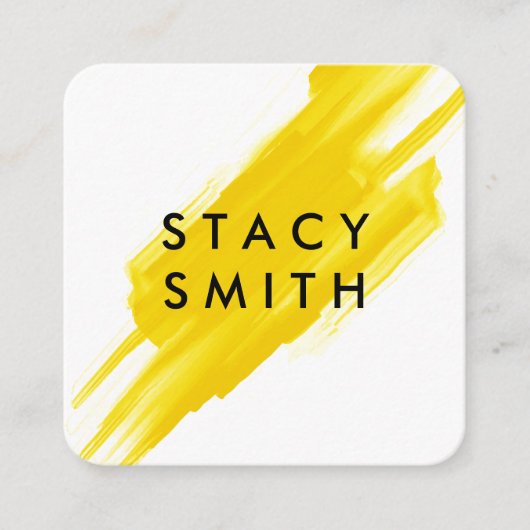 Geel geborsteld vierkante visitekaartje (Voorkant)