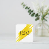 Geel geborsteld vierkante visitekaartje (Staand voorkant)