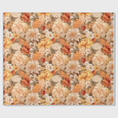  geel gebrande oranje beige bruine bloemen cadeaupapier (Vlak)