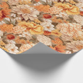  geel gebrande oranje beige bruine bloemen cadeaupapier (Hoek)