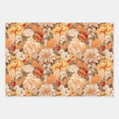 geel gebrande oranje beige bruine bloemen inpakpapier vel (Voorkant 2)