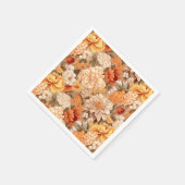  geel gebrande oranje beige bruine bloemen servet (Hoek)