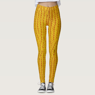 Geel gebreid: Textiel oppervlak achtergrond. Leggings