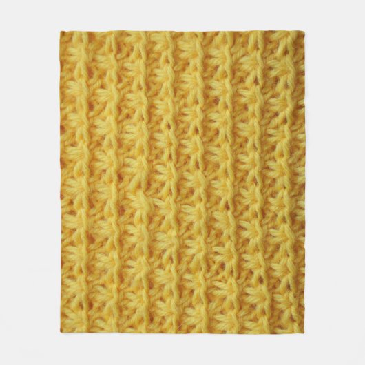 Geel gebreide stof: gestreepte textuur. fleece deken (Voorkant)