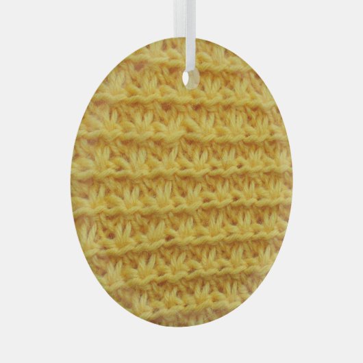 Geel gebreide stof: gestreepte textuur. glas ornament (Voorkant Rechts)