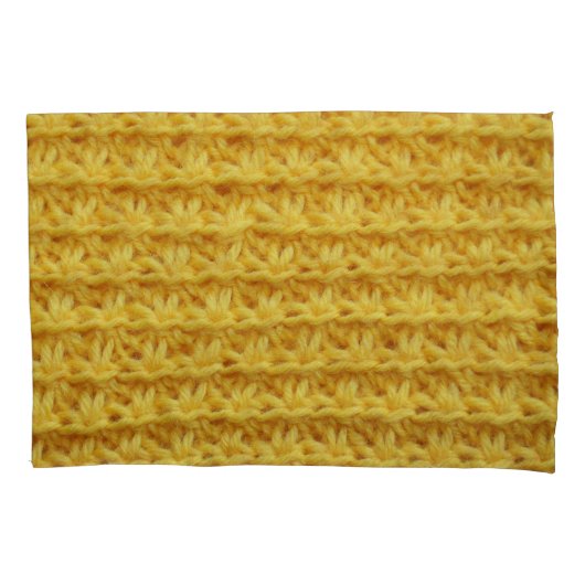 Geel gebreide stof: gestreepte textuur. kussensloop (Voorkant)