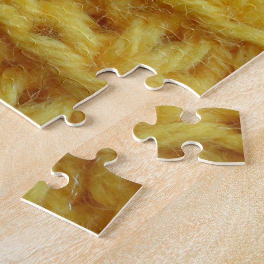 Geel gebreide stof: gestreepte textuur. legpuzzel (Zijkant)