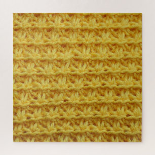 Geel gebreide stof: gestreepte textuur. legpuzzel