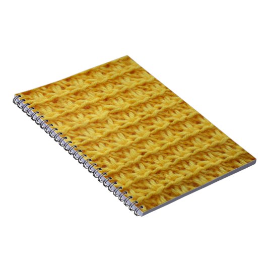 Geel gebreide stof: gestreepte textuur. notitieboek (Rechterzijde)