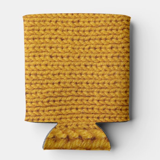 Geel gebreide wol, hoge resolutie textuur. blikjeskoeler (Achterkant)