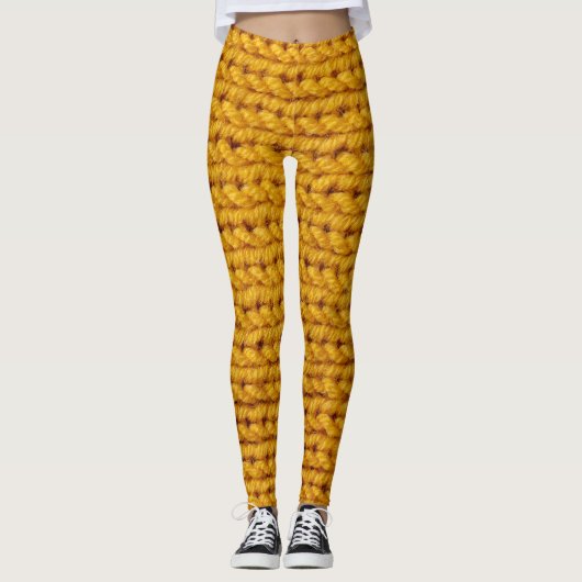Geel gebreide wol, hoge resolutie textuur. leggings (Voorkant)