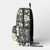 Geel Gecentreerde Witte Bloemen & Groene Achtergro Bedrukte Rugzak (Rechts)