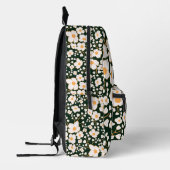 Geel Gecentreerde Witte Bloemen & Groene Achtergro Bedrukte Rugzak (Links)