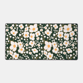 Geel Gecentreerde Witte Bloemen & Groene Achtergro Bureaumat