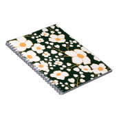 Geel Gecentreerde Witte Bloemen & Groene Achtergro Notitieboek (Rechterzijde)