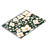 Geel Gecentreerde Witte Bloemen & Groene Achtergro Notitieboek (Linkerzijde)