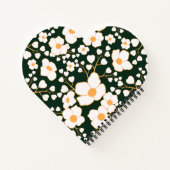 Geel Gecentreerde Witte Bloemen & Groene Achtergro Notitieboek (Achterkant)