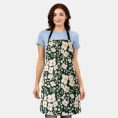 Geel Gecentreerde Witte Bloemen & Groene Achtergro Schort (Gedragen)