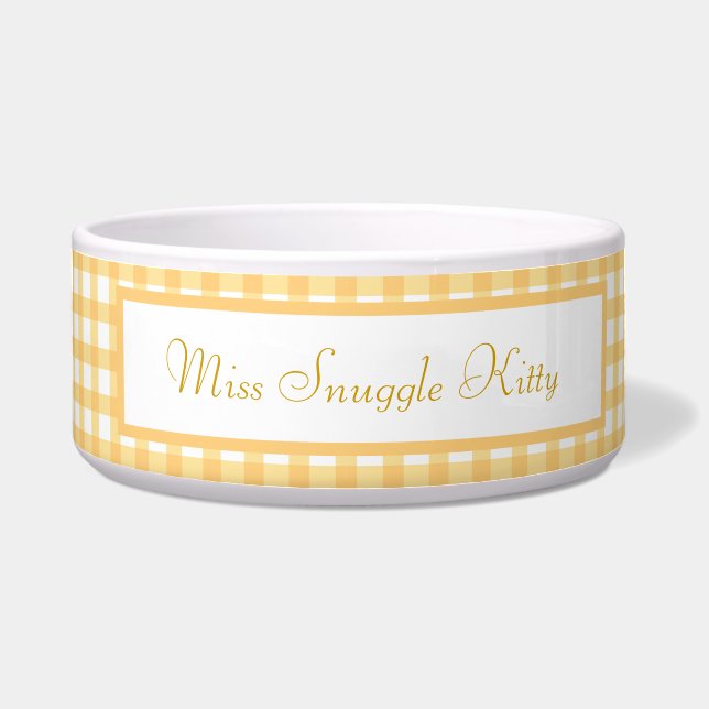 Geel gecontroleerd patroon voerbakje (Voorkant)