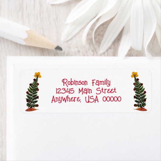 Geel Gedroogde Druk Bloem Kerstboom Etiket (Insitu)