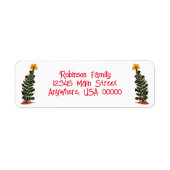 Geel Gedroogde Druk Bloem Kerstboom Etiket (Voorkant)