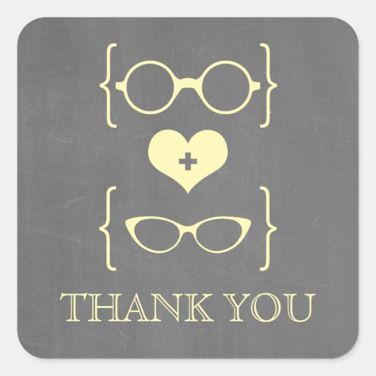 Geel geeky glazen karton Hartelijk dank, Stickers (Voorkant)