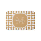 Geel-geel-goudmaanmonogram met naam badmat (Voorkant)