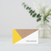 Geel geelwit geometrisch gekleurd Kraft Paper Visitekaartje (Staand voorkant)