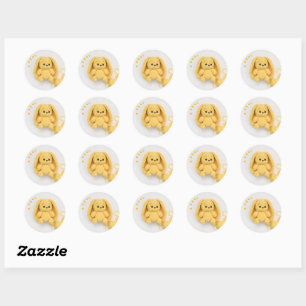 Geel Gehaakt Konijn Amigurumi Konijn Ronde Sticker