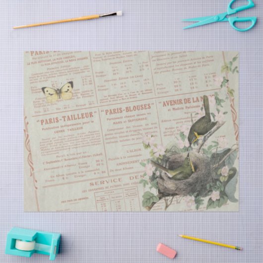 Geel gehakt vogelnestvlinder Franse ontkoppeling Tissuepapier (Craft)