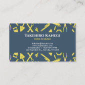 Geel geïllustreerd gereedschap Aangepast handschri Visitekaartje (Achterkant)