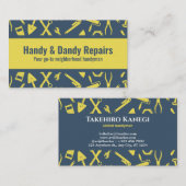 Geel geïllustreerd gereedschap Aangepast handschri Visitekaartje (Voorkant / Achterkant)