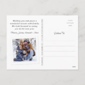 Geel geïllustreerde  aanhangwagen feestdagenkaart (Achterkant)