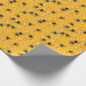 Geel geïllustreerde bijen op een drippige honingra cadeaupapier (Hoek)