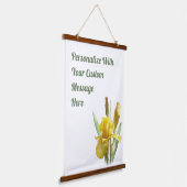 Geel gekaarde Iris Floral Art, gepersonaliseerd Hangend Wandkleed (Gebogen)