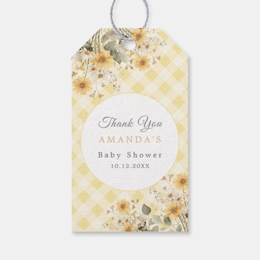 Geel Gekke Gans Baby shower Dank u Cadeaulabel (Achterkant)