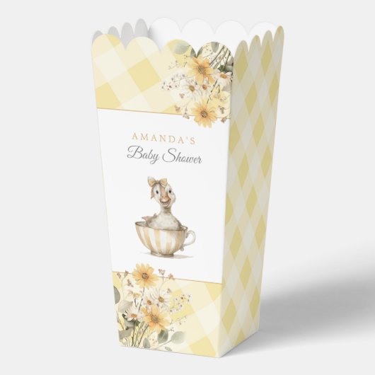 Geel Gekke Gans Baby shower Popcorn Bedankdoosjes (Achterkant)