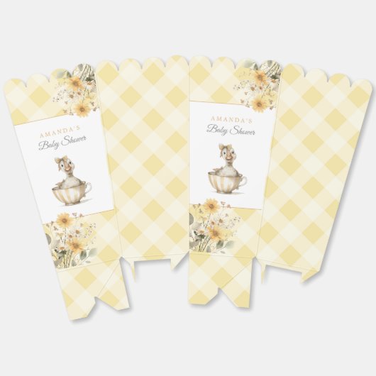 Geel Gekke Gans Baby shower Popcorn Bedankdoosjes (Ongevouwen)