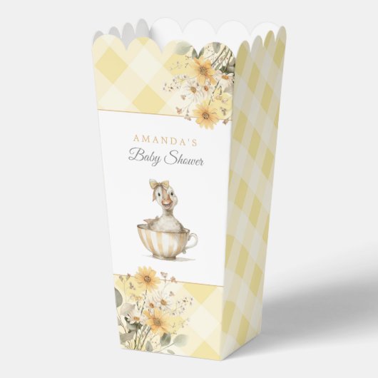 Geel Gekke Gans Baby shower Popcorn Bedankdoosjes (Voorkant)