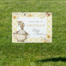 Geel Gekke Gans Baby shower Welkom Tuin Teken